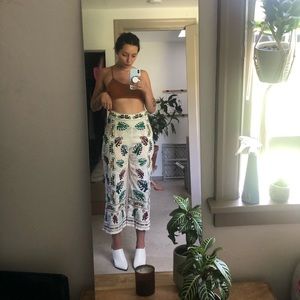 Zara Embroidered Monstera Pants